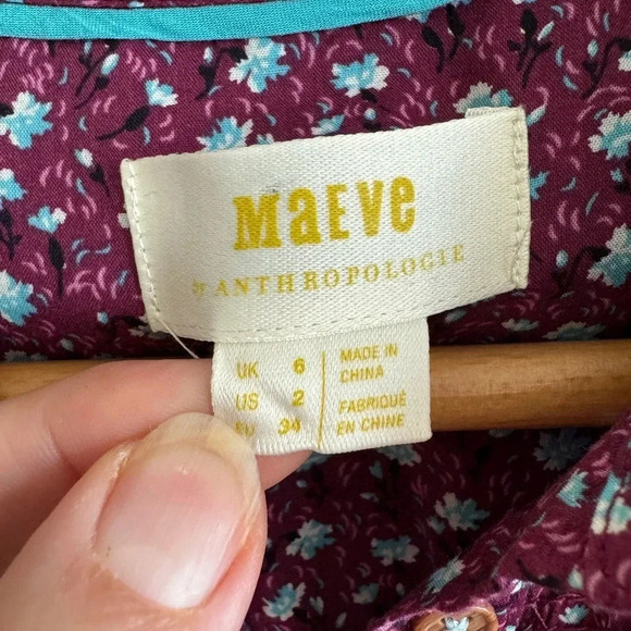 Anthropologie Maeve pink Calico Floral print Button Down Shirt size small - Picture 9 of 11